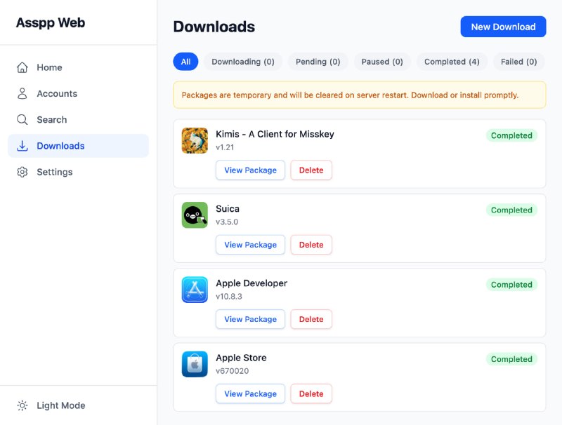   项目名称：AssppWeb  项目功能：iOS应用安装  项目简介：一款可以在无需 App Store 的情况下获取和安装 iOS 应用的工具