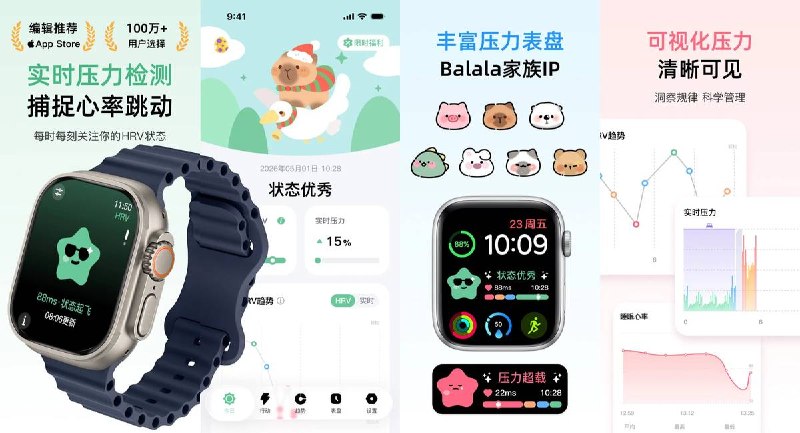  #应用限免  软件名称：Relax Watch-HRV压力检测  支持平台：#iOS 15.0+  软件价格：内购限免  软件简介：AI压力追踪与HRV检测，支持实时压力预警/情绪日志/睡眠监测/运动统计/心率追踪