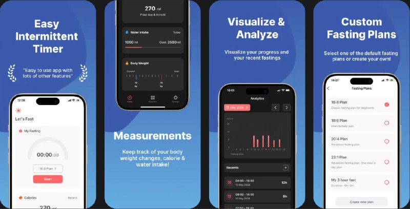  #应用限免  软件名称：Easy Intermittent fasting app  支持平台：#iOS 17.0+  软件价格：内购限免  软件简介：一款帮助用户实现减肥目标的应用，支持间歇性禁食、卡路里和水分摄入跟踪