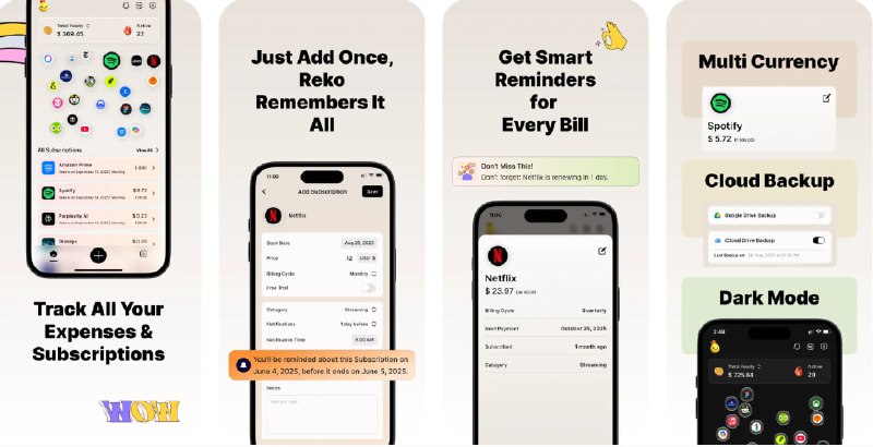  #应用限免  软件名称：Subscription Manager - Reko  支持平台：#iOS 14.0+  软件价格：内购限免  软件简介：一款简洁易用的订阅与周期性账单管理工具
