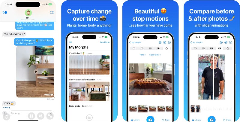  #应用限免  软件名称：Before and After Photo Compare  支持平台：#iOS 17.2+  软件价格：内购限免  软件简介：一款帮助您创建高质量的前后对比照片和延时记录的视频制作工具，适用于体重变化、家居改造、烘焙等场景