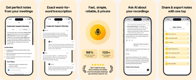  #应用限免  软件名称：Mangonote: AI Meeting Notes  支持平台：#iOS 17.0+  软件价格：内购限免（开启全局代理后订阅界面下方会出现show more plans小字）  软件简介：一款 AI 语音会议记录工具
