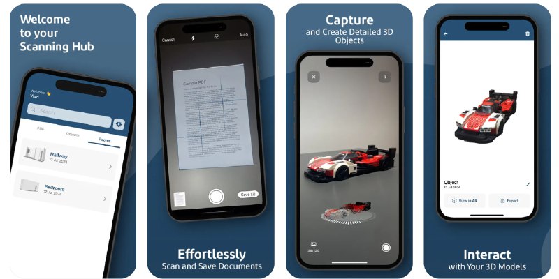  #应用限免  软件名称：ScanSphere - Scan PDF 3D Room  支持平台：#iOS 17.0+  软件价格：内购限免  软件简介：一款多功能扫描应用，它可以将文档转化为PDF文件，同时支持扫描3D物体，甚至捕捉整个房间的模型，非常适合学生，打工人以及装修规划使用