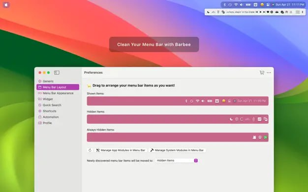  #应用限免  软件名称：Barbee  支持平台：#macOS 11.0+  软件价格：内购限免  软件简介：一款菜单栏图标管理助手，允许用户根据自己的需求管理菜单栏项目