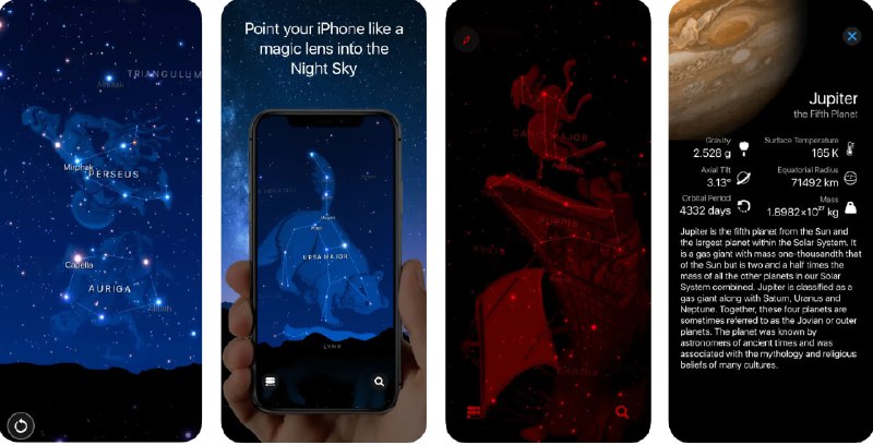  #应用限免  软件名称：Starlight® - Explore the Stars  支持平台：#iOS 12.1+  软件价格：¥22.00 -> ¥0.00  软件简介：一款星空观测应用，您只需将手机对准天空，即可实时识别头顶的星星、行星和星座，支持增强现实模式，可全天候显示当前可见的天体分布，内置10万多颗恒星的数据库，涵盖所有88个西方星座，以及太阳系的主要行星