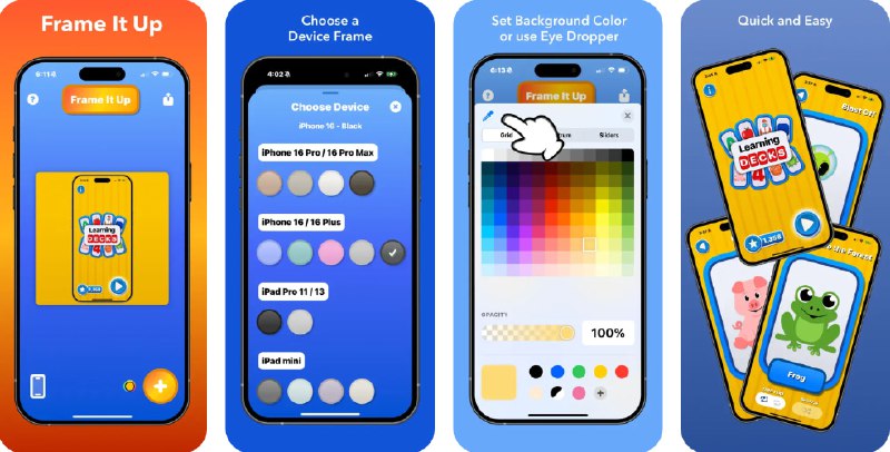 #应用限免  软件名称：Frame It Up  支持平台：#iOS 18.0+  软件价格：￥8.00 -> ¥0.00  软件简介：一款截图加壳工具，支持最新的 iPhone 与 iPad 设备边框，可自定义背景或选择透明输出，支持一键保存到相册、文件、信息等多处