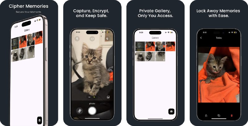  #应用限免  软件名称：Cipher Memories  支持平台：#iOS 12.0+  软件价格：¥22.00 -> ¥0.00  软件简介：一款私密的加密照片和视频库，它提供先进的加密技术、内置相机功能，确保您的照片和视频仅供您查看，相关拍摄图片不会被保存到手机图库