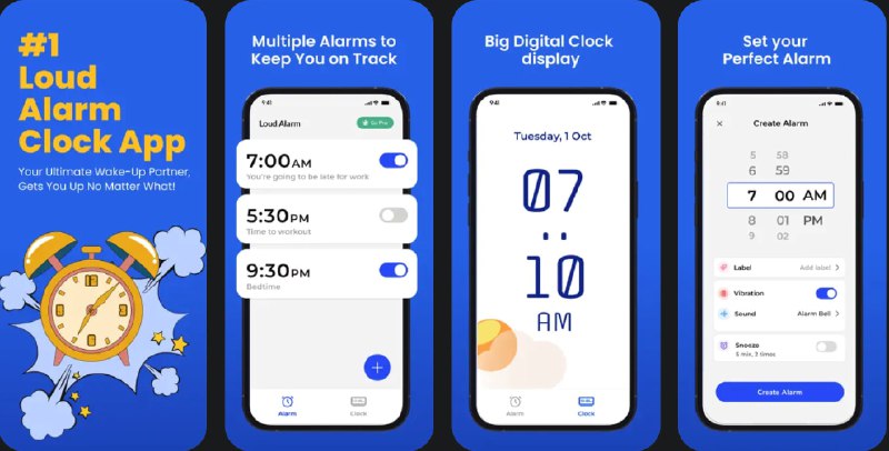  #应用限免  软件名称：LOUD: Digital Loud Alarm Clock  支持平台：#iOS 17.5+  软件价格：内购限免  软件简介：一款闹钟应用，能够根据睡眠模式个性化设置