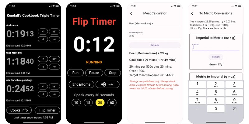  #应用限免  软件名称：Kendalls Cookbook Triple Timer  支持平台：#iOS 12.0+  软件价格：¥6.00 -> ¥0.00  软件简介：一款专为烹饪爱好者设计的计时器应用