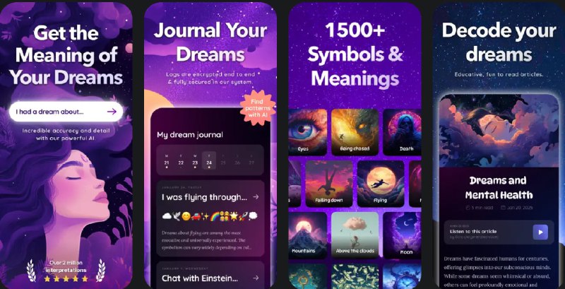 #应用限免  软件名称：Dream AI: Dream Interpretation  支持平台：#iOS 17.0+  软件价格：内购限免  软件简介：一款解梦应用，它结合了先进的 AI 技术与心理学、占星学和哲学等领域的见解，为您提供梦境的多维度个性化解析