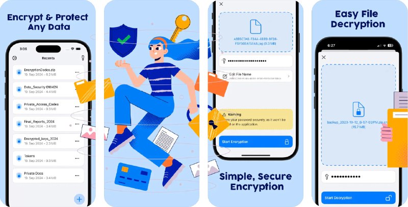  #应用限免  软件名称：Encryptor - 保护您的文件安全  支持平台：#iOS 17.0+ #macOS 14.0+  软件价格：内购限免  软件简介：一款用于加密保护您的文件和照片的应用，支持安全密码保护、轻松解密数据、安心分享文件等，还可以直接从图库中导入并加密视频，非常方便