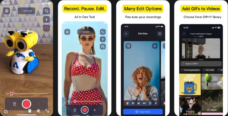  #应用限免  软件名称：VideoCam+ 摄像机和编辑器  支持平台：#iOS 15.0+  软件价格：内购限免  软件简介：一款视频录像和编辑器应用，您可以创建和管理录制会话，并在视频中添加文字、图片和 GIF，具备暂停和恢复录制的功能，还可以将视频转 GIF，适合用于社交媒体、教程或创意博客