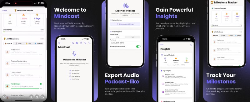  #应用限免  软件名称：Mindcast – Self-Talk Journal  支持平台：#iOS 17.0+  软件价格：内购限免（若显示原价请重启应用）  软件简介：一款通过「语音日记」帮助你更好了解自我的情绪记录工具