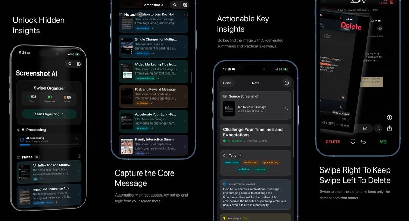  #应用限免  软件名称：ScreenshotAI - AI Notes  支持平台：#iOS 26.0+  软件价格：内购限免  软件简介：一款利用设备端 AI 自动将截图转化为可搜索、有组织笔记的效率工具