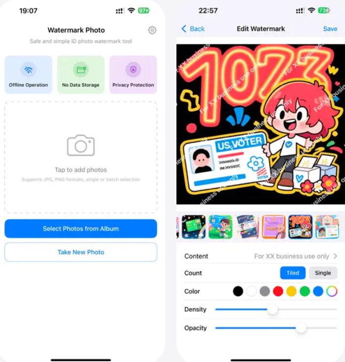  #应用限免  软件名称：Watermark To Photo  支持平台：#iOS 17.0+  软件价格：￥8.00 -> ¥0.00  软件简介：一款照片加水印工具，帮助你为图片快速添加个性化水印，保护作品版权