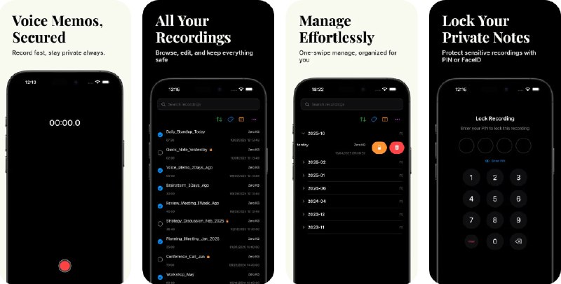  #应用限免  软件名称：声密记 - 便捷&安全&高效的语音备忘录  支持平台：#iOS 17.0+  软件价格：￥22.00 -> ¥0.00  软件简介：一款语音备忘录应用，支持高保真音频录制和原声回放，自动时间分组录音，灵活排序和标签管理，全局智能搜索