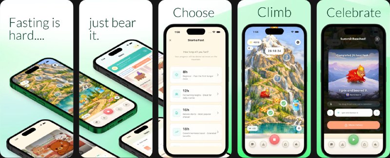  #应用限免  软件名称：Fast & Bear It  支持平台：#iOS 13.0+  软件价格：内购限免  软件简介：一款将断食过程游戏化的健康应用