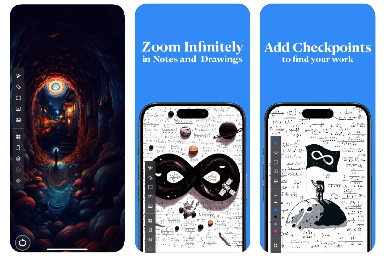  #应用限免  软件名称：InfinitePro: Infinite Zoom Art  支持平台：#iOS 16.0+  软件价格：¥68.00 -> ¥0.00  软件简介：一款创意绘画应用，您可以在无限画布上进行草图、插图和设计，并且可以无限缩放
