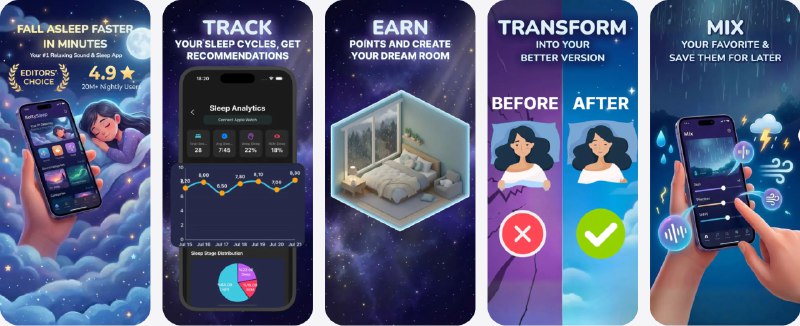  #应用限免  软件名称：Softy Sleep: Sleep Sounds  支持平台：#iOS 16.6+  软件价格：内购限免  软件简介：一款助眠与放松应用，内置多种环境与白噪音，帮助入睡、减压和放松