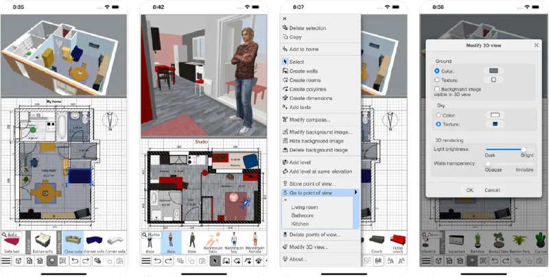  #应用限免  软件名称：Sweet Home 3D Mobile  支持平台：#iOS 13.0+  软件价格：¥28.00 -> ¥0.00  软件简介：一款室内设计应用，让您可以以 2D 形式绘制房屋平面图，安排家具，并以 3D 视图查看结果