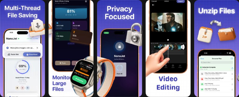  #应用限免  软件名称：NanoJet – Download and Manage Files  支持平台：#iOS 16.0+  软件价格：￥8.00 -> ¥0.00  软件简介：一款强大的下载管理和文件管理应用，支持从互联网保存文件、在文件夹中整理文件、即时预览内容以及离线管理