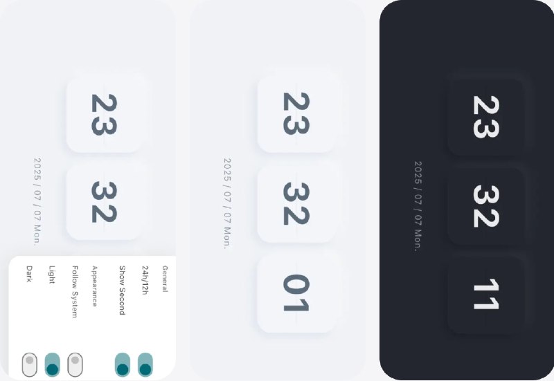  #应用限免  软件名称：iFlipClock Pro: Desk Clock  支持平台：#iOS 12.0+  软件价格：￥3.00 -> ¥0.00  软件简介：一款现代复古风格的数字时钟应用，拥有逼真的翻页动画，支持明暗主题切换，大字体易读显示，内置专注模式，适合工作和番茄钟计时需求