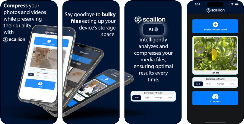  #应用限免  软件名称：scallion - AI Compressor  支持平台：#iOS 13.4+  软件价格：¥22.00 -> ¥0.00  软件简介：一款压缩工具，可以在保持原始质量的情况下压缩照片和视频，帮助您节省设备存储空间