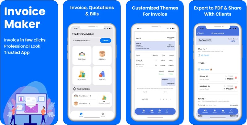  #应用限免  软件名称：Easy Invoice & Receipt Maker  支持平台：#iOS 15.0+  软件价格：内购限免  软件简介：一款简便的发票和收据生成工具，您可以快速创建专业的发票、收据、报价单及费用报告，支持自定义公司标识和详细信息