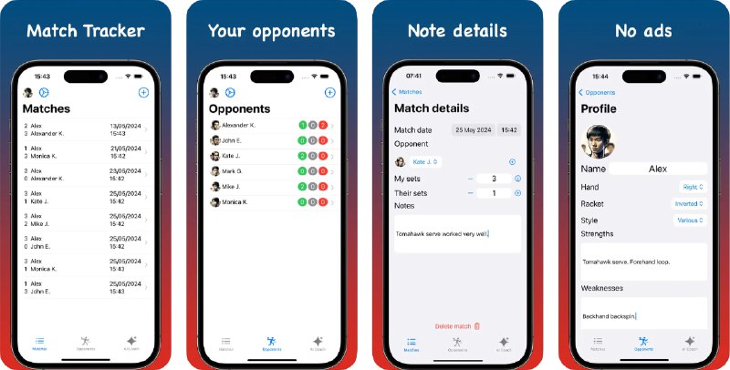  #应用限免  软件名称：Match Track  支持平台：#iOS 17.0+  软件价格：内购限免  软件简介：一款用于跟踪乒乓球比赛结果的应用
