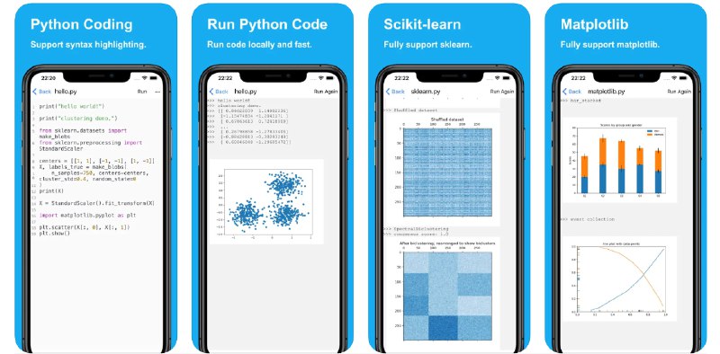 #应用限免  软件名称：Python Coding  支持平台：#iOS 12.4+  软件价格：美区限免  软件简介：一款专为移动设备设计的 Python 编程环境，支持多种流行库，如 NumPy、pandas、scikit-learn、Matplotlib 和 Statsmodels