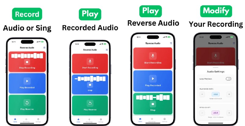  #应用限免  软件名称：Reverse Audio Maker  支持平台：#iOS 12.0+  软件价格：内购限免  软件简介：一款音频倒放处理工具，可轻松创建反向音频效果