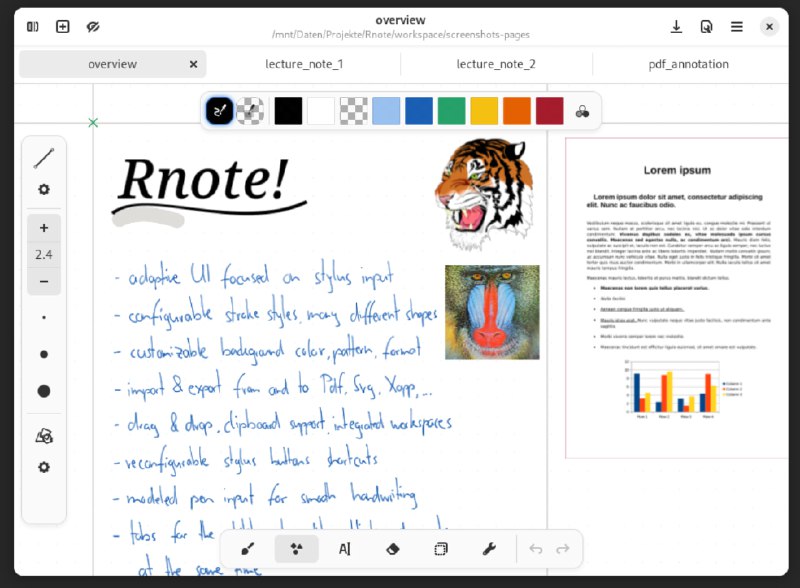  #优质应用  软件名称：Rnote  支持平台：#macOS #Windows  软件价格：免费开源  软件简介：一个手写批注、绘画软件，支持导入图片和 PDF进行批注，您可以设置无限画布，尽情施展创意，比较适用于有数位板的用户进行绘画创作
