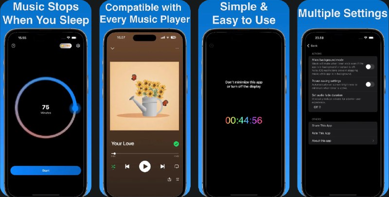  #应用限免  软件名称：Sleep Timer・Turn Off Music  支持平台：#iOS 16.0+  软件价格：内购限免  软件简介：一款方便您睡前听音乐或音频内容设计的应用，帮助您在入睡后自动停止或静音音乐，避免整夜播放