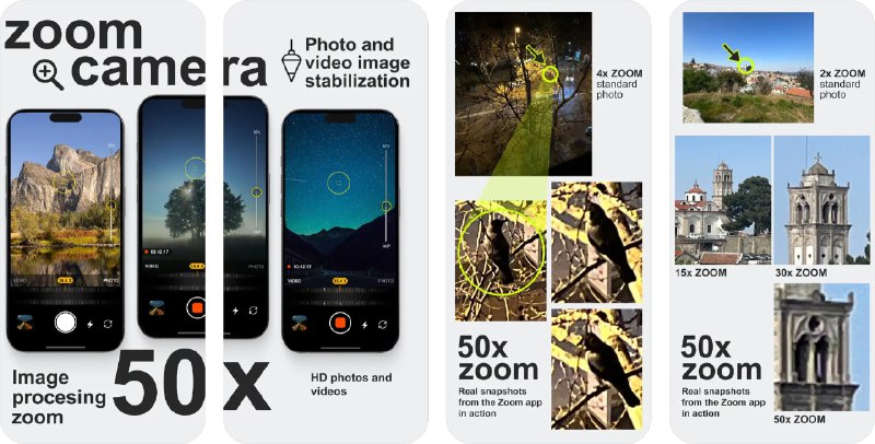  #应用限免  软件名称：Binoculars 50x zoom  支持平台：#iOS 15.0+  软件价格：￥38.00 -> ¥0.00  软件简介：一款让您的 iPhone 秒变高倍望远镜和高清视频相机的应用