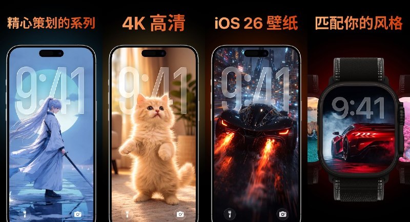 #应用限免  软件名称：iScreen - 壁纸与动态壁纸  支持平台：#iOS 18.0+  软件价格：内购限免  软件简介：一款精选 AI 高清壁纸应用，提供 Dreamy、暗黑、赛博朋克、AMOLED、霓虹、极简等 20+ 分类风格壁纸