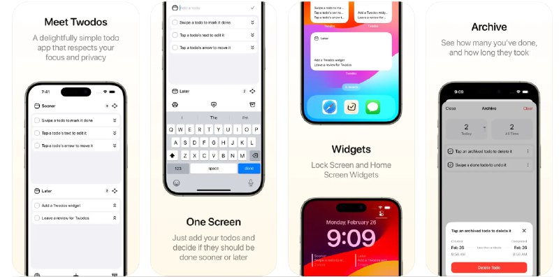  #优质应用  软件名称：Twodos - Simple Todos  支持平台：#iOS 17.0+  软件价格：免费  软件简介：一款简单的待办事项应用