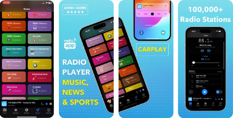 #应用限免  软件名称：Radio App: AM FM Live Stations  支持平台：#iOS 17.0+  软件价格：内购限免（跳过试用从设置中进入内购）  软件简介：全球收音机应用，支持语音控制，可按地区或心情在车机/手机端直接浏览电台