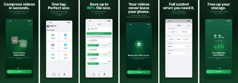  #应用限免  软件名称：Squeeze-视频压缩  支持平台：#iOS 16.0+  软件价格：内购限免  软件简介：一款本地视频压缩工具，可将视频最多缩小90%且无明显画质损失，支持H.264/H.265硬件加速编码，内置WhatsApp、Instagram、TikTok等平台一键预设，方便您快速导出分享