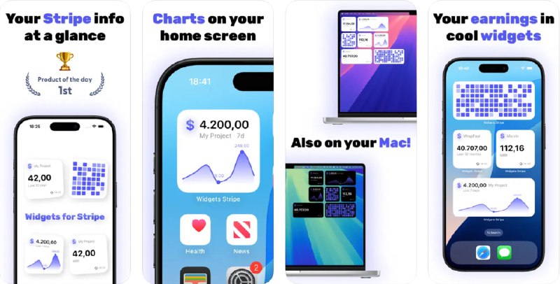  #应用限免  软件名称：Widgets for Stripe: Stats  支持平台：#iOS 17.0+  软件价格：内购限免  软件简介：一款在小组件上展示您 Stripe 项目相关信息的应用，包括收入、图表和每月经常性收入（MRR）
