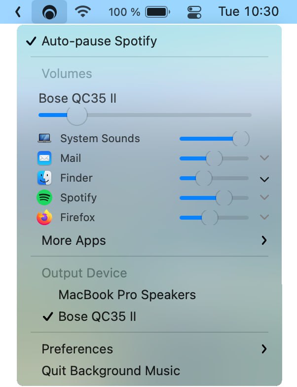  #优质应用  软件名称：Background Music  支持平台：#macOS  软件价格：免费  软件简介：一款开源 macOS 工具，让您独立控制每个应用程序的音量，它还能在播放其他音频时自动暂停音乐，适合需要在不同任务间切换的用户