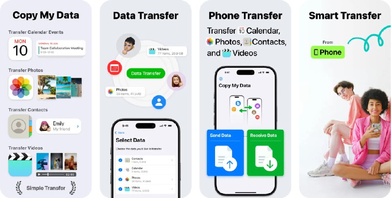  #应用限免  软件名称：Copy My Data  支持平台：#iOS 17.6+  软件价格：内购限免  软件简介：一款手机数据迁移工具