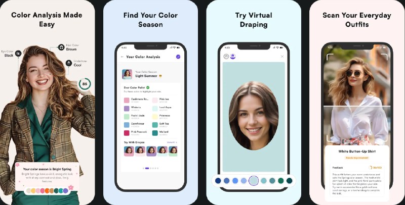  #应用限免  软件名称：Color Analysis - StyleIt AI  支持平台：#iOS 15.0+  软件价格：内购限免  软件简介：一个个性化数字色彩顾问，帮助您发现最适合自己的季节色彩搭配