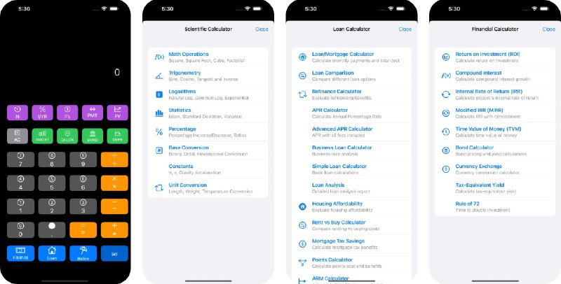  #应用限免  软件名称：Financial Calculator Plus  支持平台：#iOS 18.1+  软件价格：外区限免  软件简介：一款集财务计算、贷款分析、退休规划及科学计算于一体的全能型计算器应用
