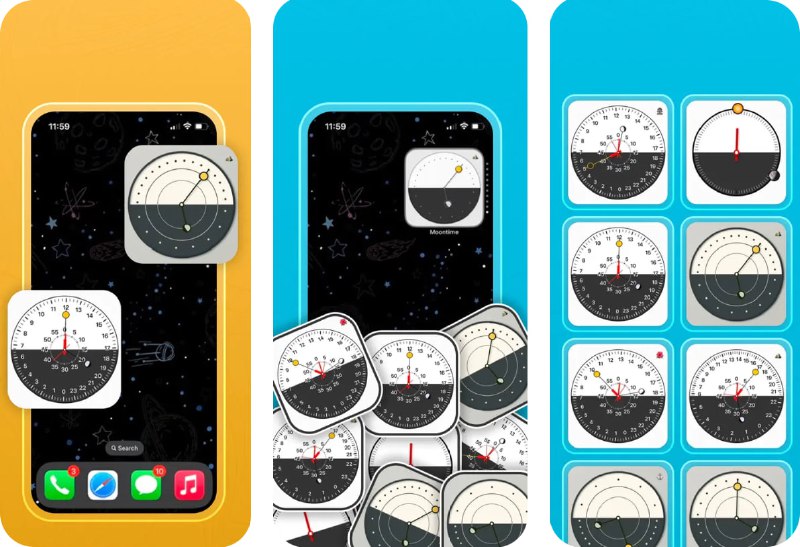  #应用限免  软件名称：月时 - 月亮时钟小部件  支持平台：#iOS 17.0+  软件价格：￥88.00 -> ¥0.00  软件简介：一款设计精美的月亮与太阳追踪及全天时钟小部件应用，让你像看表一样轻松了解月亮位置、月相、日出日落等天象信息