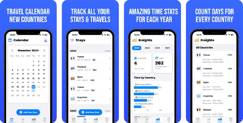  #应用限免  软件名称：Country Days Calendar Tracker  支持平台：#iOS 18.1+  软件价格：¥28.00 -> ¥0.00  软件简介：一款专为旅行者设计的应用，帮助您轻松追踪旅行行程以及管理居住和签证要求