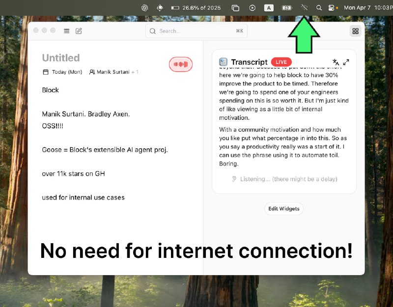  #优质应用  软件名称：Hyprnote  支持平台：#macOS   软件价格：免费  软件简介：一款隐私优先的AI记事本，专为连续会议设计