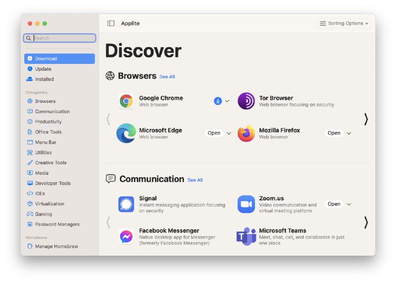  #优质应用  软件名称：Applite  支持平台：#macOS  软件价格：免费  软件简介：一个免费且开源的应用管理工具，利用 Homebrew 包管理器，帮助用户在 macOS 上轻松下载、更新和卸载应用程序