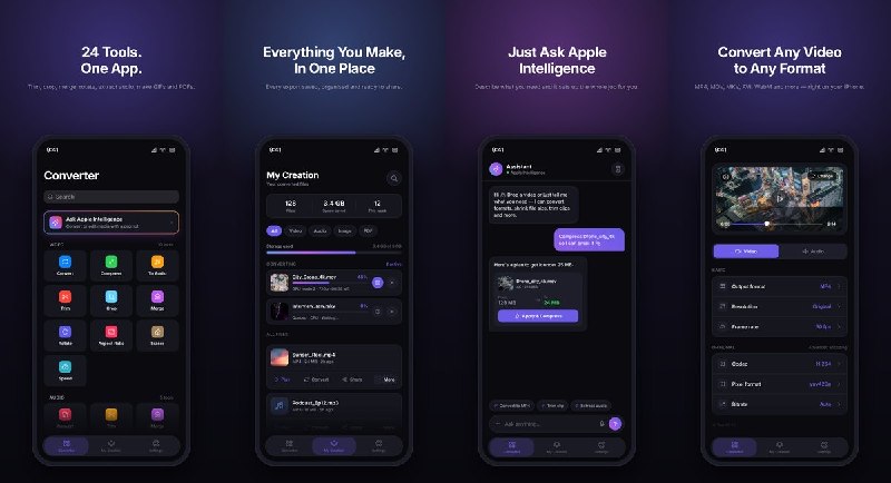  #应用限免 软件名称：Evir – Media Converter 支持平台：#iOS 18.1+ 软件价格：免费 软件简介：本地媒体转换与压缩工具，支持视频、音频和图片格式转换，以及视频裁剪、合并、提取音频、图片转 PDF 等操作