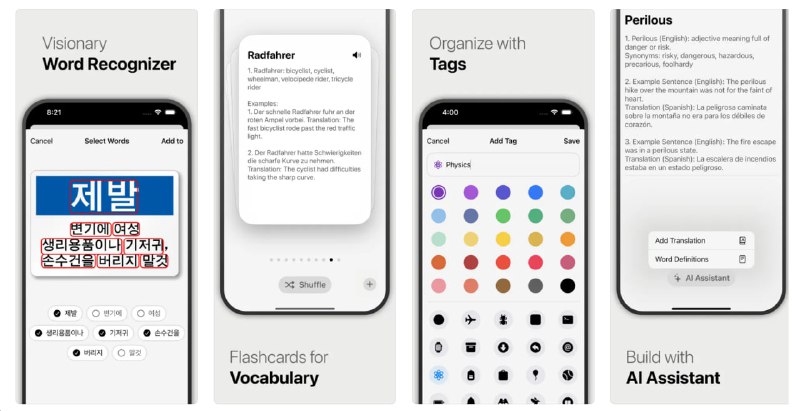  #应用限免 软件名称：WordSnap 支持平台：#iOS 17.0+ 软件价格：内购限免 软件功能：单词闪卡制作 软件简介：一款强大的闪卡制作工具，可以使用AI技术识别图像中的单词并自动生成闪卡，支持自定义闪卡的内容和格式，软件会提供详细的上下文解释，利用智能复习算法以帮助用户高效复习，让您更加流畅地学习各国语言 软件下载：点击下载 频道    群聊    投稿    合作