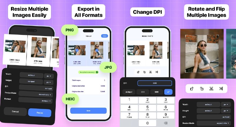  #应用限免 软件名称：Image Resizer. 支持平台：#iOS 14.0+ 软件价格：免费 软件简介：图片尺寸调整工具，支持精确设置像素、批量缩放、旋转及 DPI 调整，适合制作社交媒体、网页和打印所需尺寸的图片